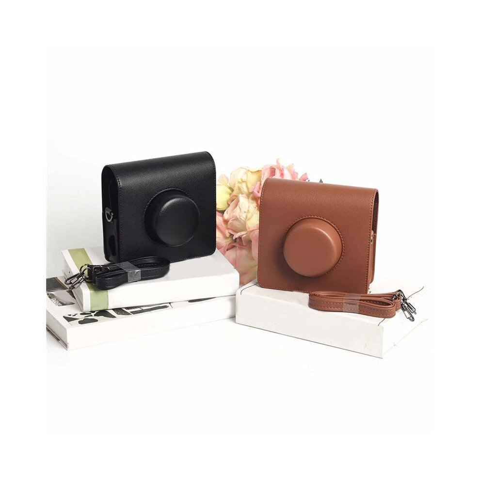 Retro Camera Bag Protective Case Pu Leather Cover With Shoulder Strap For Instax Wide Evo Black 6133381001107