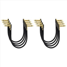 8 Pack 12 Inch Guitar Patch Cables, Right Angle Golden Pancake Connector for Effects Pedal Board