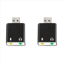 Adaptateur de carte son externe stéréo USB 2.0 vers microphone TRS 3,5 mm pour PC et entrée USB vers prise jack TRS 3,5 mm (2 pièces)