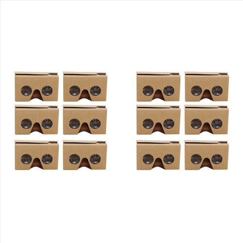 Conjunto de 12 óculos 3D para smartphone Cardboard V2 VR de 4,5 a 6 polegadas + faixa de cabeça