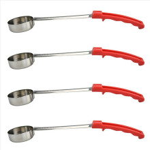 4X Pizza Spread Sauce Ladle Rubber Handle Flat Bottom Kitchen Cooking Spoon Stainless Steel Measuring Stir Soup Spoon