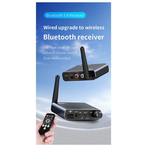Bluetooth 5.4 Audio Transmitter Receiver 3.5MM AUX for RCA USB U-Disk HIFI Stereo Music Adapter DSP Decoding 1