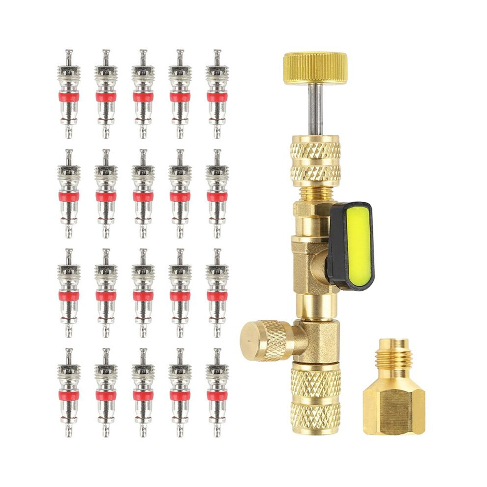 Valve Core Remover Installer Tool With Dual Size Sae 1/4In & 5/16In Port Brass Adapter, Hvac Ac Repair For R22 R32 R410a 6131032310721