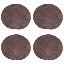 Round Braided Placemats Set of 24 Table Mats for Dining Tables Woven Washable Non-Slip Place Mats 15 Inch(Brown)