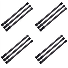 Conjunto de 12 varões de cortina com mola, de 40 a 70 cm (16 a 28 polegadas), ajustáveis e expansíveis.