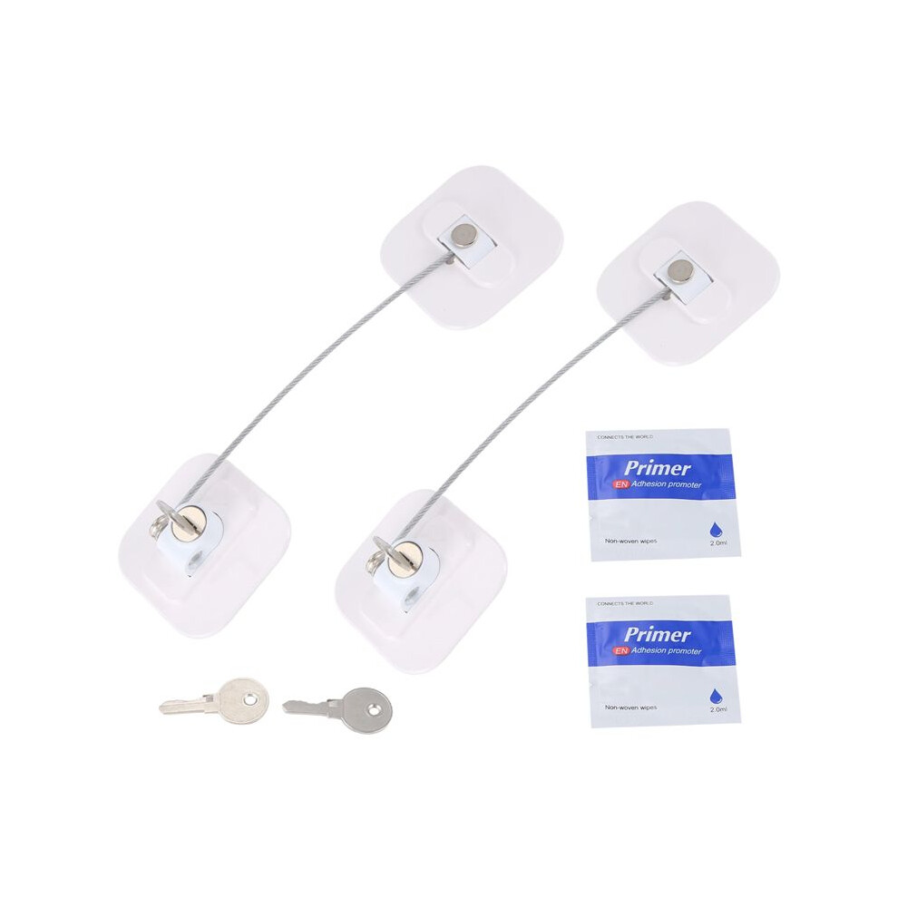 Refrigerator Lock, Mini Fridge Lock with Key for Adults, Lock for a Fridge, Cabinet Door(White 2Pack)