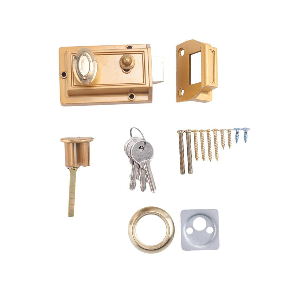 Zinc Cylinder Deadbolt Latch Lock For Night Gate Door Entrance,Gold Finish 6132295039206