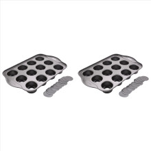Forma para mini cheesecake com 2 cavidades e 24 peças de fundo removível.