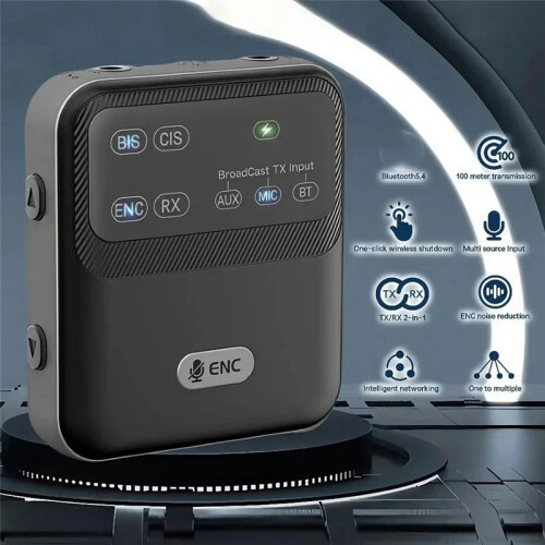 Upgrade Bluetooth 6.0 Audio Receiver Transmitter ENC Wireless Broadcast One with Multiple Audio System with Mic 1