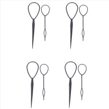 Conjunto de 8 peças de modelador de cabelo Topsy Tail com laço para torcer o cabelo, preto.