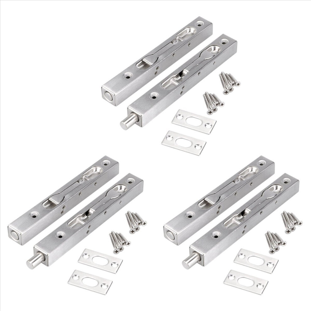 6 Pcs Door Flush Bolt - 6 Inch Concealed Security Door Lock For French Doors 4853316762355