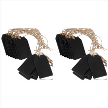 40 etiquetas de pizarra colgantes de madera, mini letreros de pizarra, etiquetas de pizarra colgantes, etiquetas de mensaje, color negro