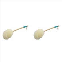 2 Esponjas de Bucha Vegetal para Esfoliação Corporal - Unissex, Cabo Longo, para Banho e Chuveiro - Portátil