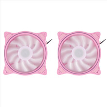 2 stuks 12 cm koelventilatoropening binnen en buiten lichtroze LED stille computer RGB-koelventilator met hoog windvolume