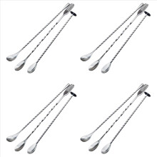 12 Pcs Extra Long Mixing Spoons Spiral Pattern Bar Cocktail Shaker Spoon Barware Stirring Spoon for Tea Coffee Ice Cream
