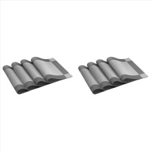 Placemat, Crossweave Woven Non-Slip Insulation Placemat Washable Table Mats Set of 8 (8Pcs Placemats, Silver-Gray)