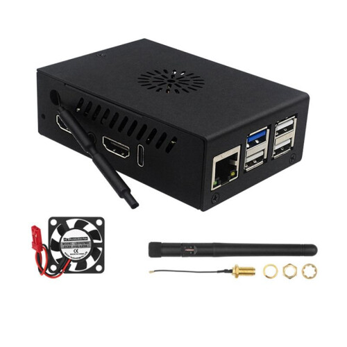 For Orange Pi 5 Max Case with Fan Active Passive Cooling Shell Antenna Heatsinks for Orange Pi 5 Max Board 1