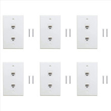 6 kpl 2-porttista Ethernet-seinälevyä, Cat6 naaras-naaras - RJ45-seinäpistoke, valkoinen