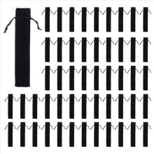 500Pcs Velvet Pen Pouch Black Drawstring Bag Single Pen Holder Packaging Sleeve for School Office Business Gift
