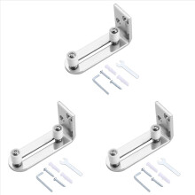 3X Modern Chrome Sliding Barn Door Floor Guide Ball Bearings Adjustable Stay Roller Wall Mount System for All Size Door
