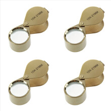 4 lupas de aumento de 10 aumentos para joyeros, plegables, con bucle para joyería (doradas)