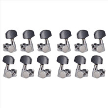 6L6R Gesloten Gitaarsnaar Stemknoppen Tuner Machine Heads Knoppen Stemsleutels voor Akoestische of Elektrische Gitaar, 12 Stuks