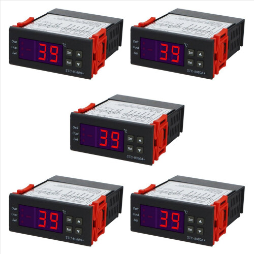 5X -8080A+Digital Temperature Controller 220V Regulator Cold Storage Freezer Sensor Hygrometer 40%