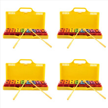 4x 8-tonige chromatische xylofoonklokkenspel met resonatorbellen en gele behuizing