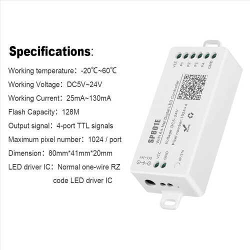 3X SP801E Wifi Art-Net LED Controller LED Matrix Panel Module WS2812B WS2811 Light Strip Wireless Control DC5-24V 2