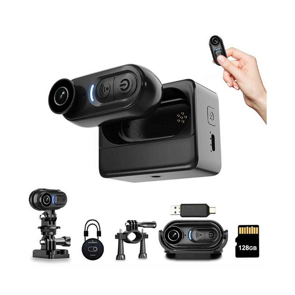 4K Mini Body Camera 128Gb,Thumb Size Action Body Cam,Wearable Sports Cameras,For Bike Cycling,For Vlogging Pet Walk Swim 4712666617220