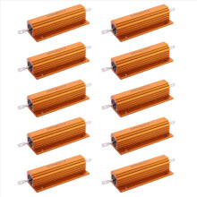 10x goudkleurige aluminium beklede vermogensweerstand 100W, 1 Ohm 1R