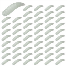 150 unidades de isca de pesca em formato de larva, 1,6 cm, macia, luminosa e que brilha no escuro.