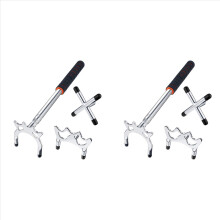 Retractable Billiard Cue Stick Bridge with 6Pcs Removable Brass Bridge Head Billiard Table Pool Cue Accessories,Silver