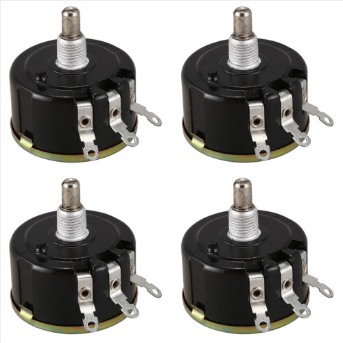 4X WX050 10K Ohm 5W 6mm περιστροφικό συρματόσχοινο περιέλιξης στρογγυλού άξονα μαύρο+ασημί