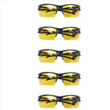 Gafas de sol para ciclismo al aire libre con marco negro y lámina de visión nocturna amarilla, 5 unidades