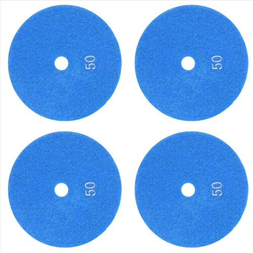 Conjunto de 4 discos de polimento diamantados para mármore, 125 mm (5 polegadas), 50 grãos.