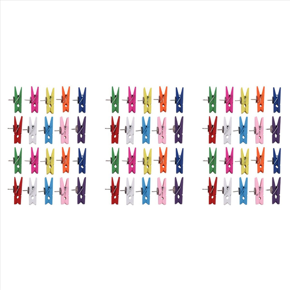 Push Pins With Wooden Clips Pushpins Tacks Thumbtacks, Paper Clips With Pins For Offices Home Schools Use 60Pcs 4853316790501