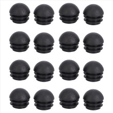 16 stuks 25 mm diameter ronde kunststof buisinzetstukken met eindkappen, zwart