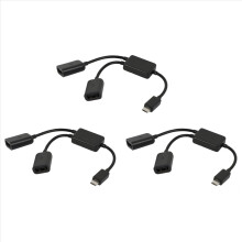 3x Micro-USB-Hostkabel, Micro-USB-Stecker auf 2x Typ-A-Dual-USB-Buchse OTG-Adapter-Konverter-Hub für Android-Tablet-PC