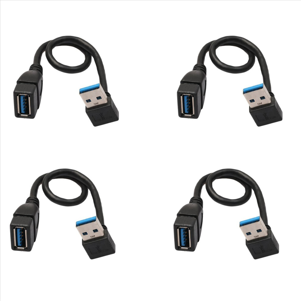 4X Usb 3.0 Right Angle 90Degree Extension Cable Male To Female Adapter Cord, 20Cm Black 4853316788454