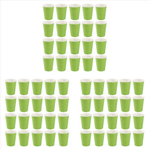 60 Paper Cups (9oz) - Plain Solid Colours Birthday Catering(Green)