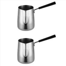 Jarra de metal para café con leche, 2 unidades, con mango largo, para derretir cera, velas, jabón y cera perfumada, 350 ml
