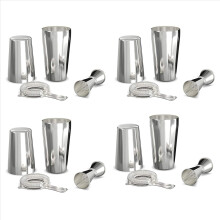 Cocktail Shaker Set: Professional Boston Shaker, Cocktail Strainer and Jigger Set. 8 Piece Premium Stainless Steel