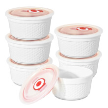 Ramek Oven Safe with Lids 8oz Ceramic Pudding Bowls Set of 6 White