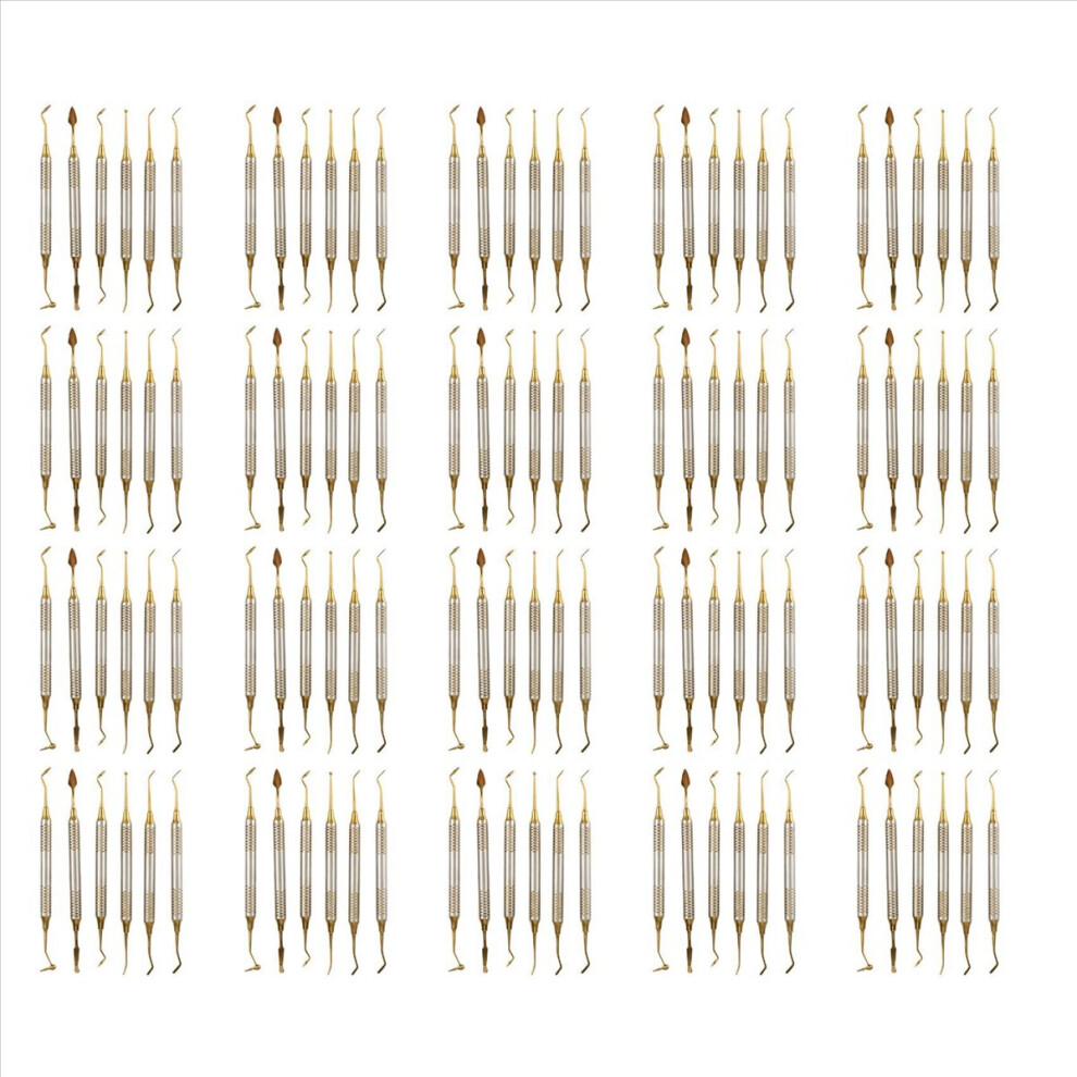 Gold 120Pcs Dental Instrument Composite Resin Filling Spatula Titanium-Plated Head Filling