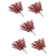 100 unidades de frutinhas vermelhas artificiais, flores falsas, hastes de frutas vermelhas, artesanato, buquê floral para casamento.