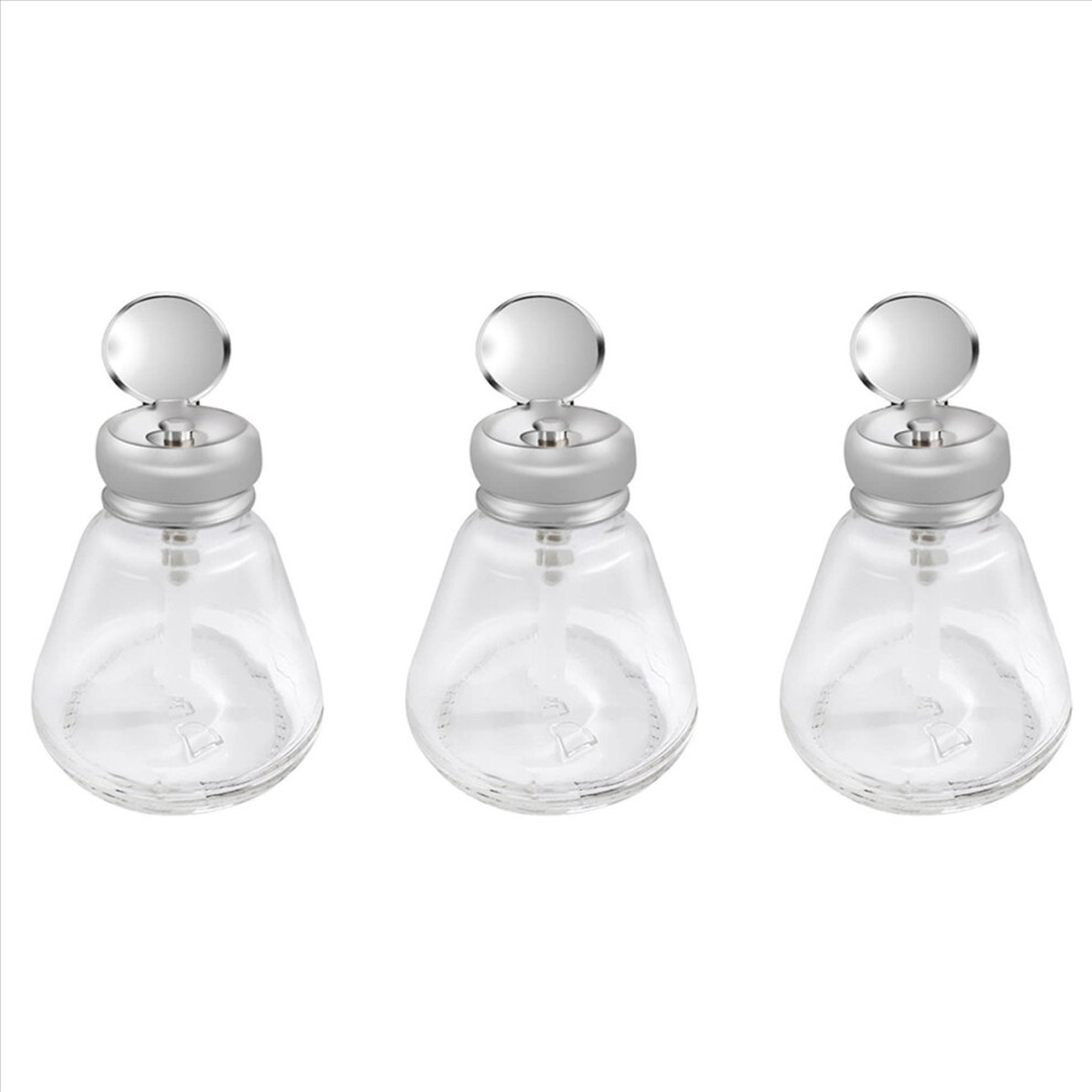 3X Empty Nail Polish Pump Dispenser Glass Push Down Bottle