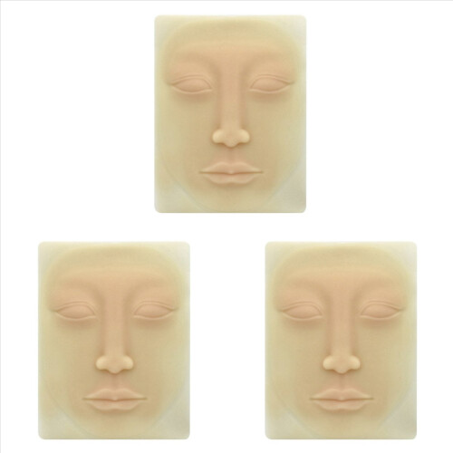 3X Beginner 3D Silicone Permanent Makeup Tattoo Training Practice Fake Skin Blank for Microblading Face