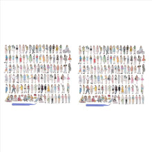 Kit com 216 adesivos de pessoas para scrapbooking e diários, adesivos urbanos para scrapbook e materiais de scrapbook.