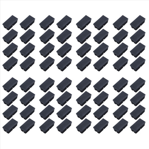 64 Pcs Black Plastic Rectangular Blanking End Caps Inserts 20mm X 40mm